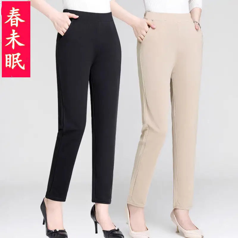 Women Pants 2021 Spring Summer Casual Pants Stretch High Waist Women's Pants Baggy Straight Trousers Pants Pantalones De Mujer Lizbert