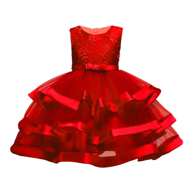 Kids Elegant Pearl Cake Princess Dress Girls Dresses For Wedding Evening Party Embroidery Flower Girl Dress Girl Clothes Lizbert