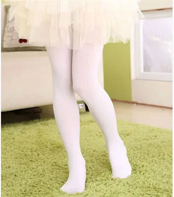 Girls Ballet Dance Pantyhose Children A Thin Section Fashion Velvet Tights Baby Solid Black White Stockings For 0-15Y Kids CN - Lizbert