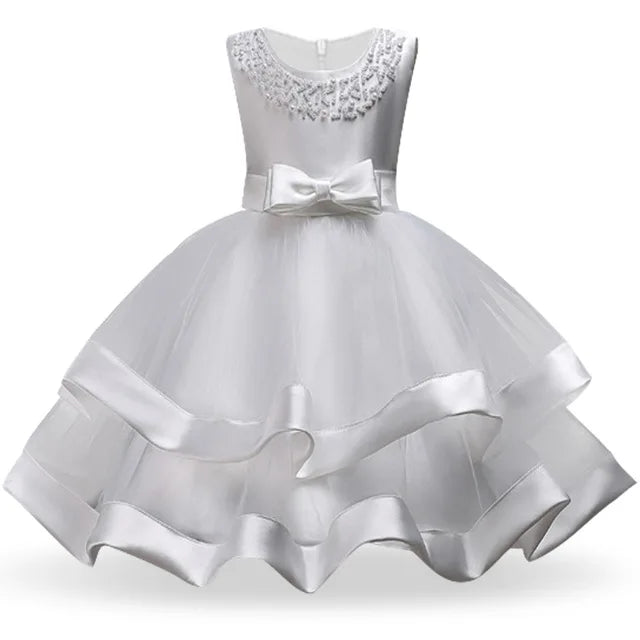 Kids Elegant Pearl Cake Princess Dress Girls Dresses For Wedding Evening Party Embroidery Flower Girl Dress Girl Clothes Lizbert