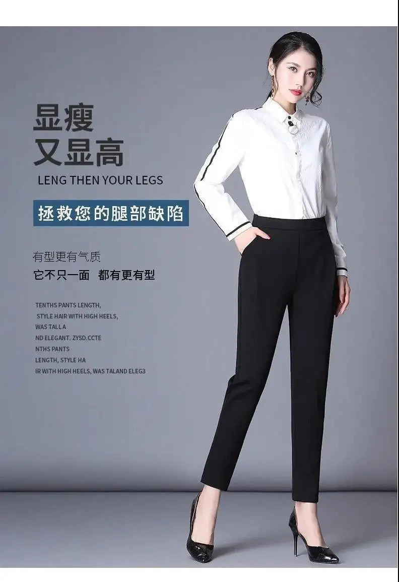 Women Pants 2021 Spring Summer Casual Pants Stretch High Waist Women's Pants Baggy Straight Trousers Pants Pantalones De Mujer Lizbert