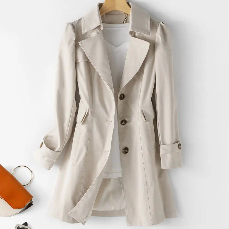 Women Black Trench Windbreaker Spring Autum New Fashion Big Size Coat Khaki Midi Length Windbreaker Female Outerwear M 5XL Lizbert