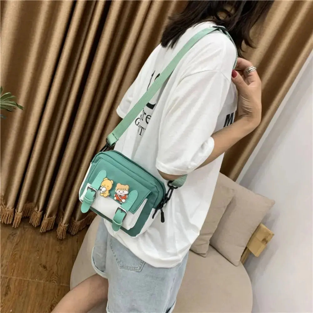 Crossbody Bag Female Cute Girl Color Matching Nylon Shoulder Bag Sling Bag Lizbert