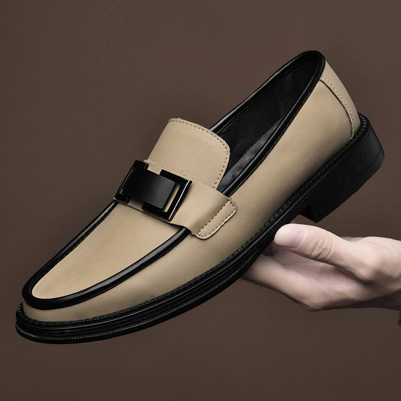 Stylish Italian Metal Buckle - Men Patent Shoes
