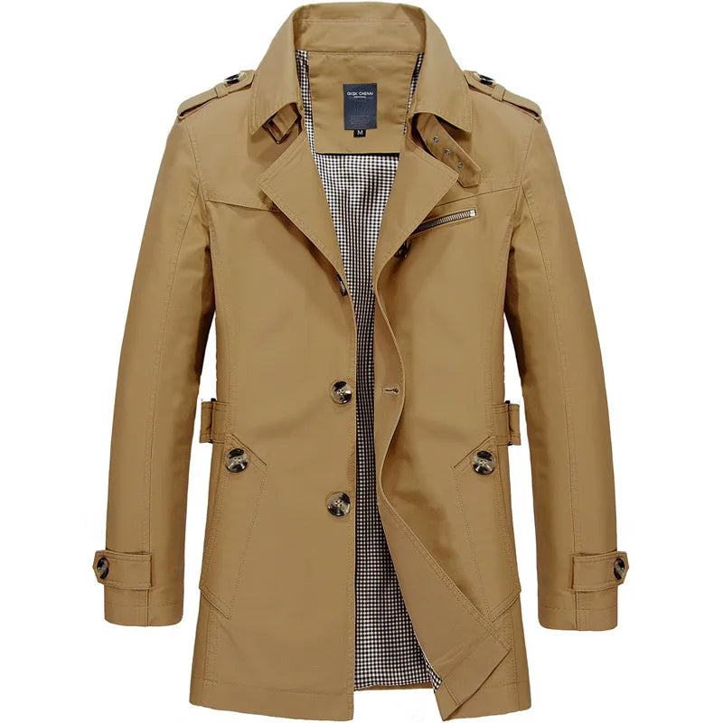 Mens Business Windbreaker Long Jackets Men Cotton Trench Coats Casual 2024 Spring Autumn Fashion Male Suit Streetwear Blazers Lizbert