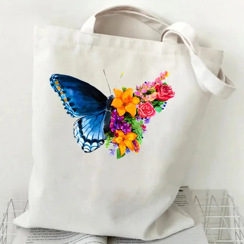 sunflower handbag Butterfly Women's Handbag Purse Fashion Shoulder Bag Eco Large Capacity Shopping Tote Beach Bag Students Schoolbag Lizbert