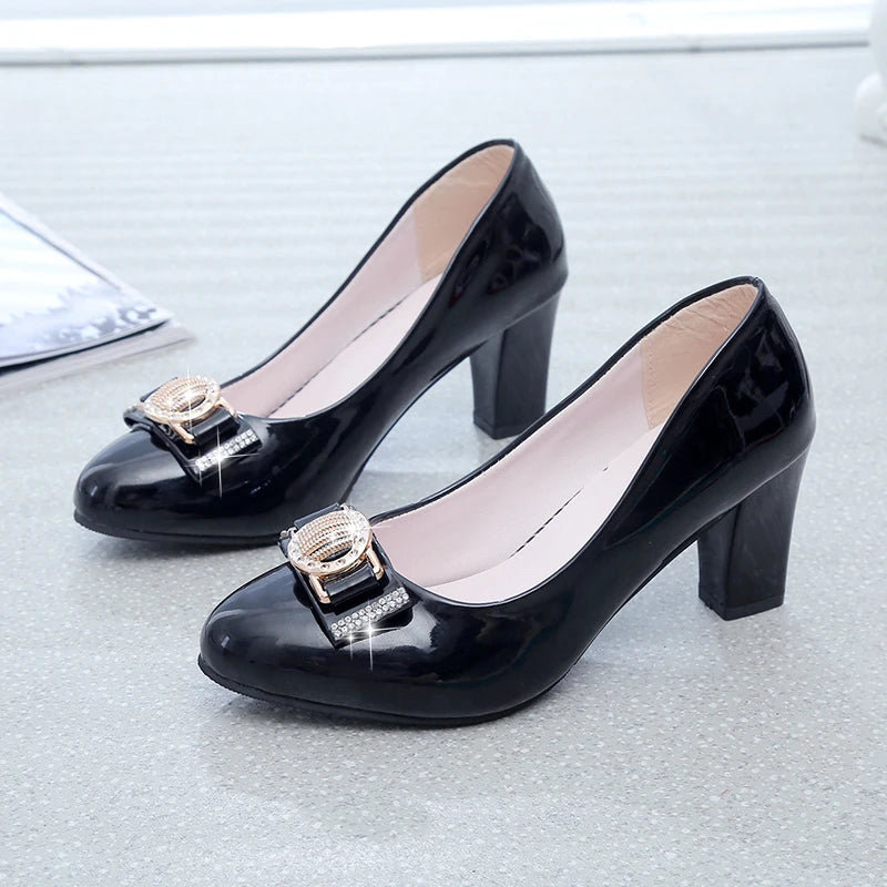 Confident & Stylish - Patent Pumps Heel Ladies Shoes