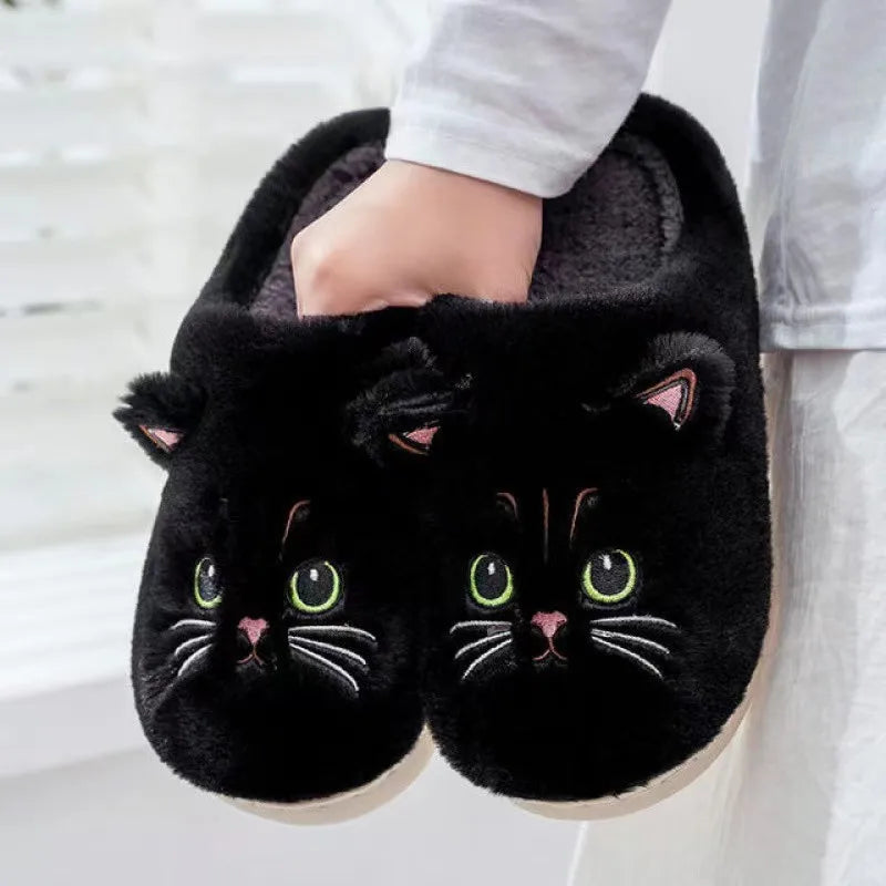 Winter Warm Fur Slippers for Women 2025House Non Slip Soft Shoes Comfort Flat Heel Home Indoor Bedroom Plush Slippers