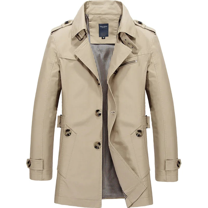 Mens Business Windbreaker Long Jackets Men Cotton Trench Coats Casual 2024 Spring Autumn Fashion Male Suit Streetwear Blazers Lizbert