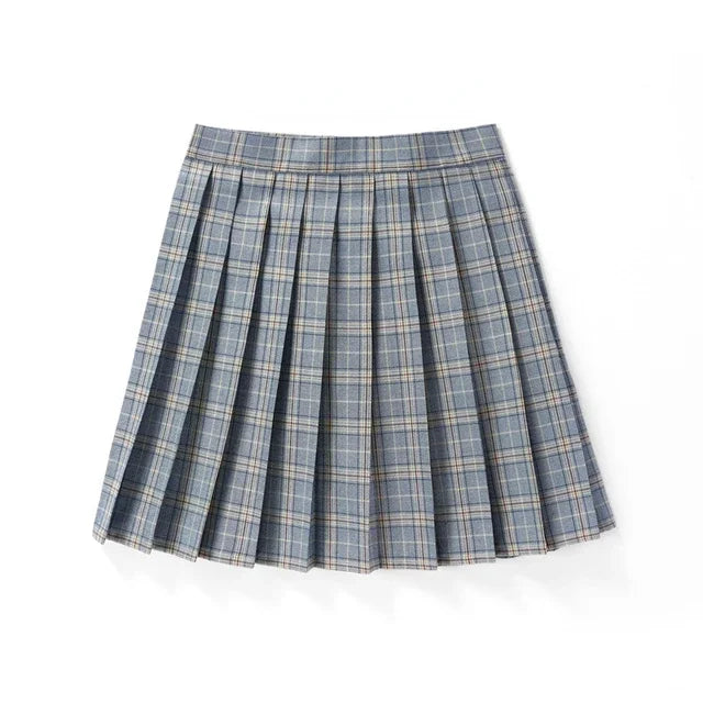 Summer Plaid Pleated Skirt With Korean Jk Skirt Uniform Japanese School Preppy A Line Mini Skirts Lizbert