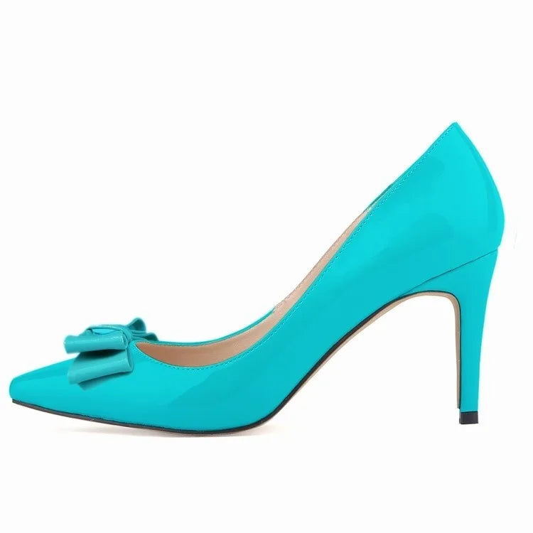 Women 9cm High Heels Butterfly Knot Red Black Sexy Pumps Pointed Toes Thin Heels Lady Bridal Evening Party Sweet Wedding Shoes Lizbert