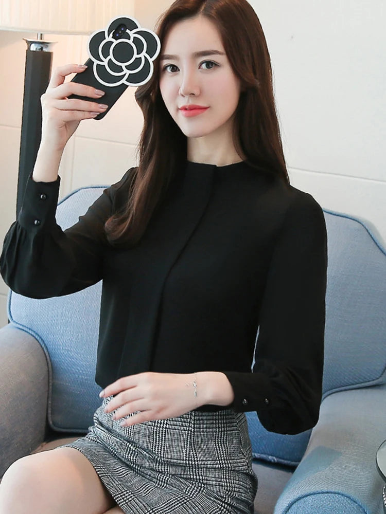 New Autumn Spring Tops Women Fashion Ladies Long Sleeve Shirts Casual Chiffon Blouse 2025 Work Wear Office Blusas Femininas Lizbert