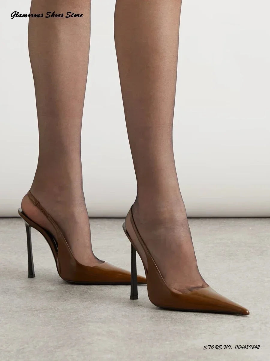Eye Catching Patent Sling - Thin Heel Ladies Shoes