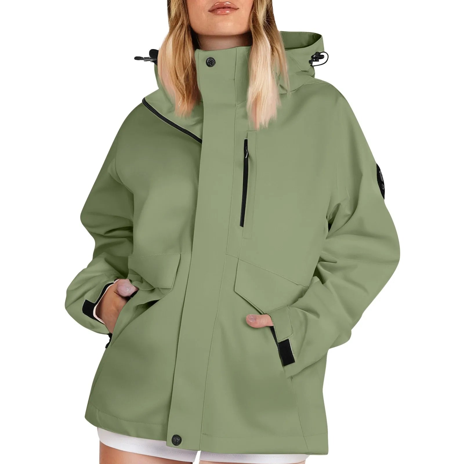 Female Zipper Hooded Jacket  Autumn Solid Color Windproof Waterproof Thin Coat Fashion Outdoor Sport Mountaineering Clothing ﻿