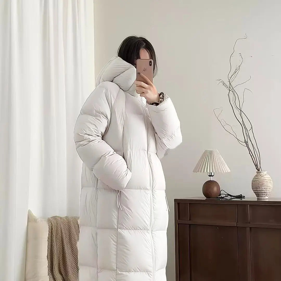 2025 New Long Over-the-Knee Down Women Thickened Bread Cotton-padded Jacket Hooded Winter Coat Lizbert