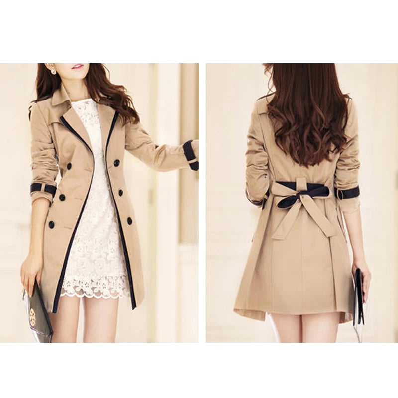 Trench Coat For Women 2025 Autumn Casual Double Breasted Female Long Trench Coats Plus Size Casaco Feminino Ladies Windbreaker Lizbert
