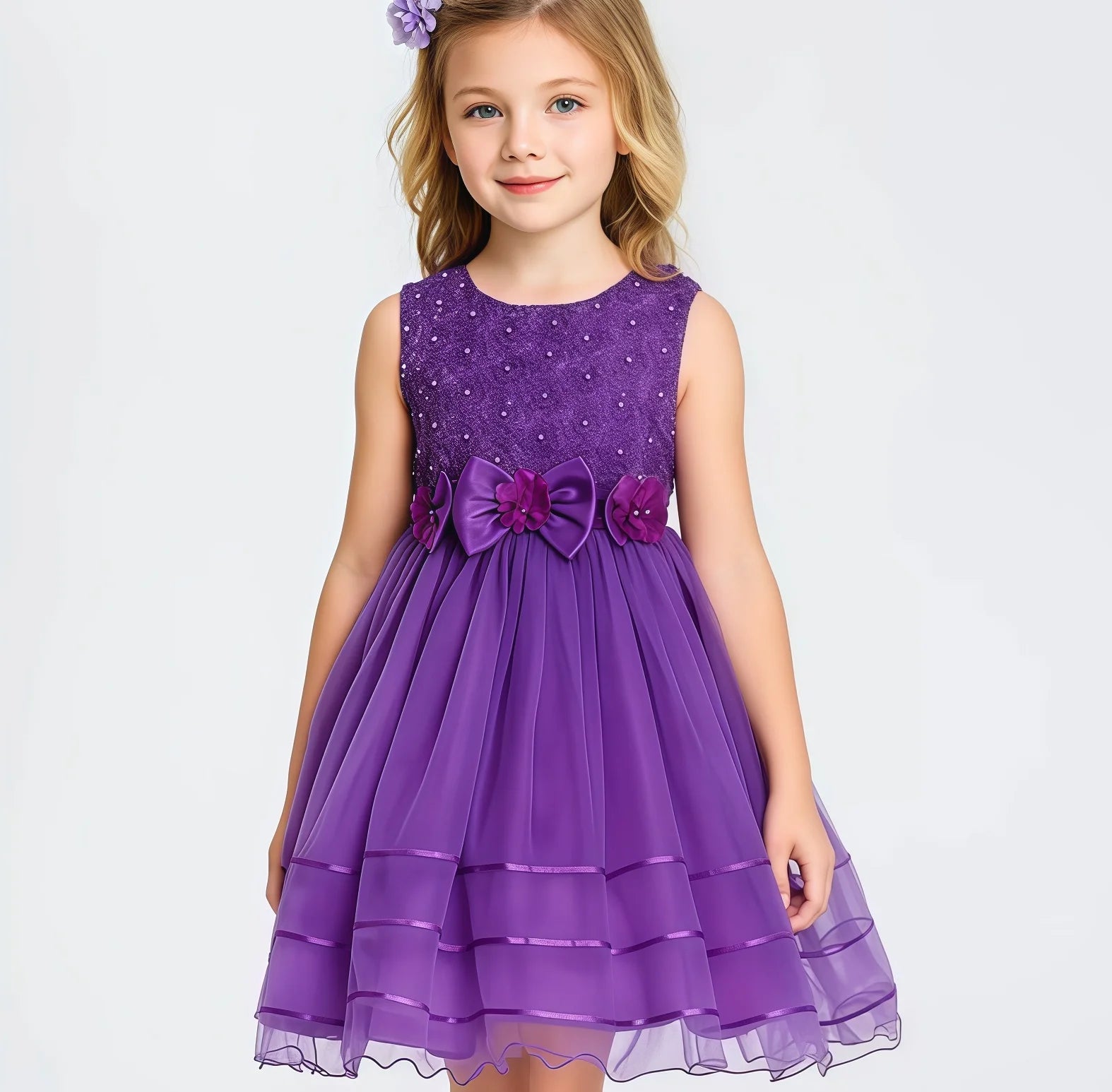 Kids Girls Flower Princess Dress Mesh Skirt Puffy For Children Sleeveless Vest Wedding Party Ceremony Elegant Evening Vestidos Lizbert