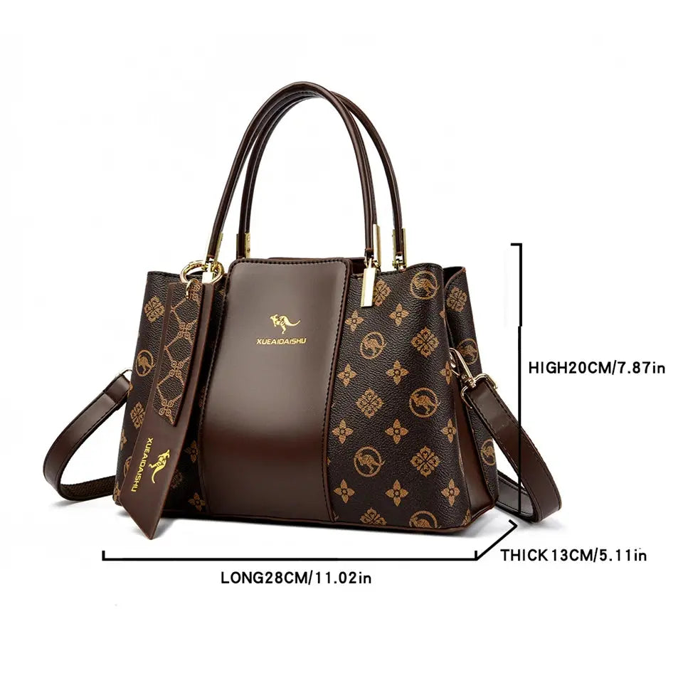 Luxury Handbag Fashion Print Large Capacity Soft Leather Women Shoulder Crossbody Bag Leisure Designer Ladies Purses and Handbag Lizbert