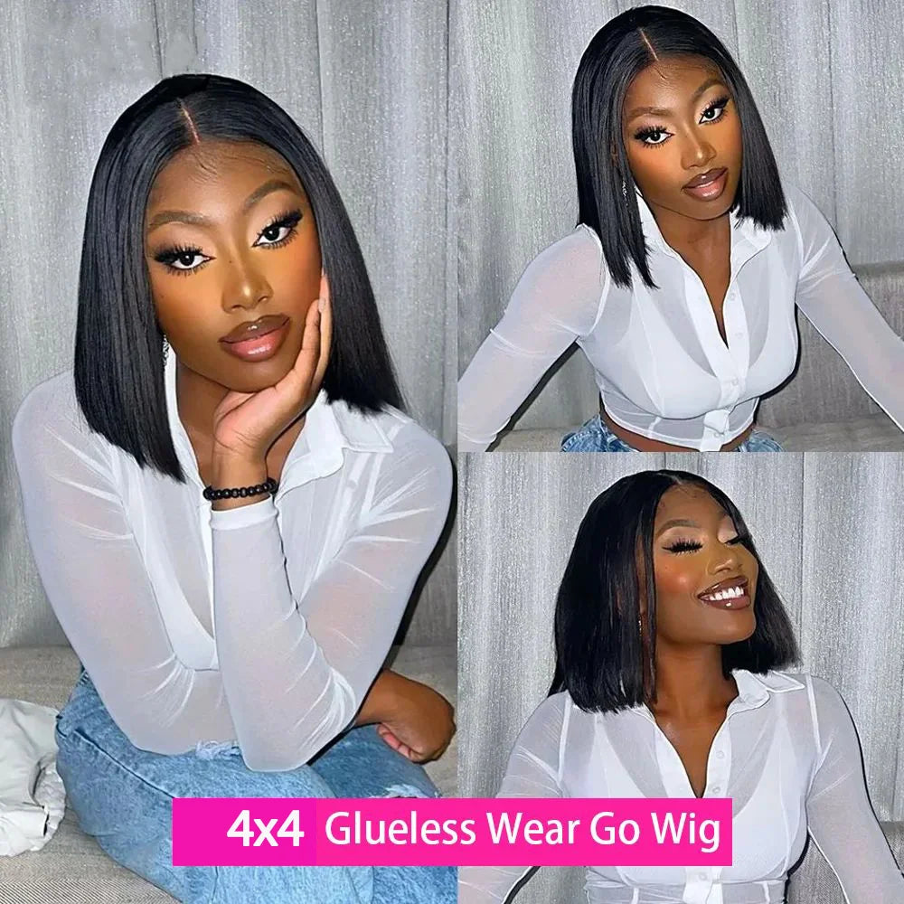 Wear and Go Glueless Bob Wig Human Hair Pre Plucked Short Straight Bob Wigs For Black Women 4x4 5x5 Lace Closure Wig Human Hair