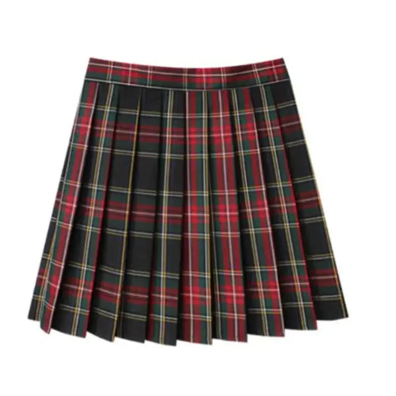 Summer Plaid Pleated Skirt With Korean Jk Skirt Uniform Japanese School Preppy A Line Mini Skirts Lizbert