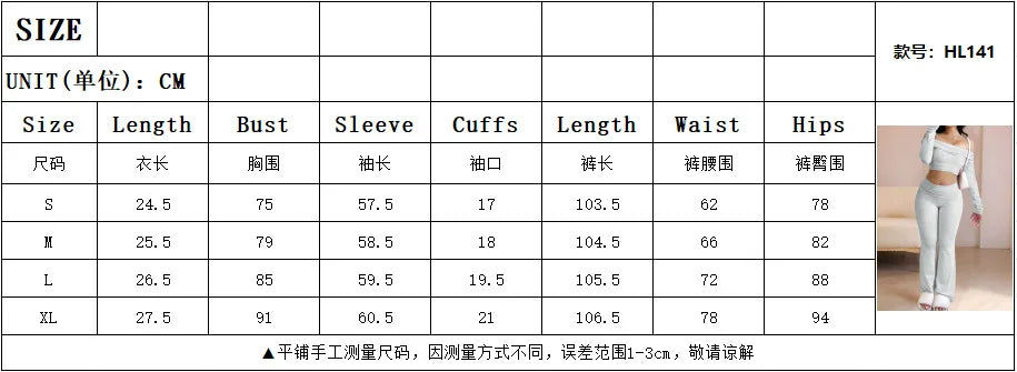 Casual Workout Two Piece Sets Woman Outfits Crop Long Sleeves Tops Foldover Flare Pants Tracksuit Suit Summer and Fall 2025 New - Lizbert
