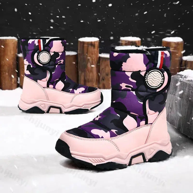 Pure Joy New Warm Fleece Snow Boots -Lined Waterproof Anti Slip Kids Lizbert
