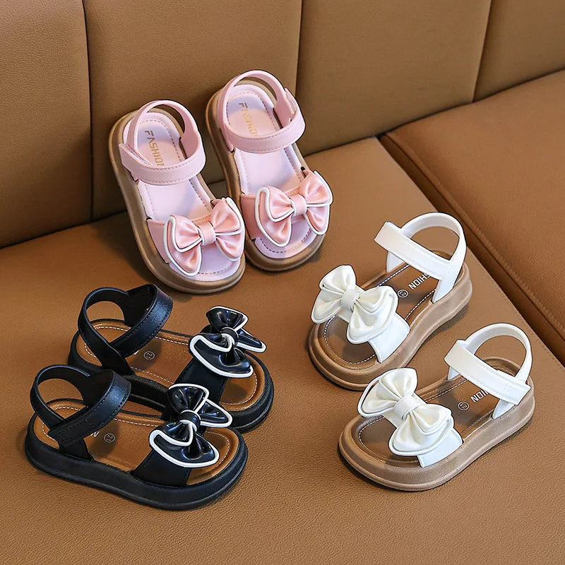 New Fashionable Girls Sandals Summer Bow Princess Sandals 3-14 Years Old Students Children Outside Wearing Versatile Sandals Lizbert