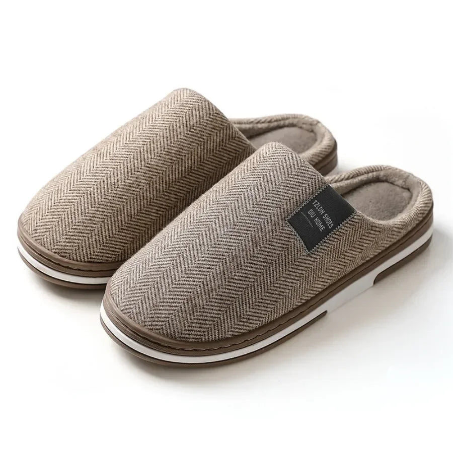 @Men's Winter Home Slippers Casual Shoes Soft And Warm Home Slippers Indoor Bedroom Anti Slip Flat Shoes Couple's Floor Slippers