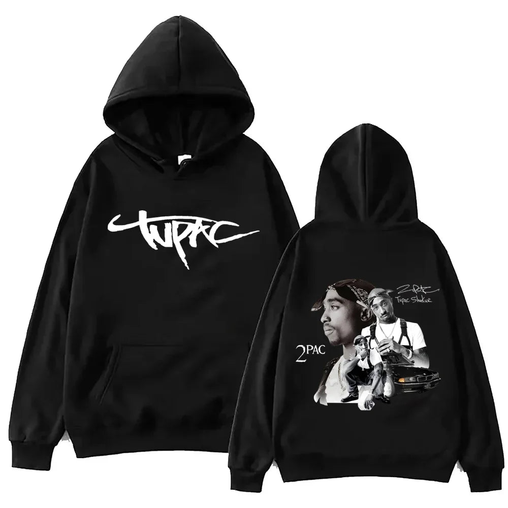 2026 Autumn and winter men's hoodie Tupac 2pac Men's and women's rap hoodie sweatshirt Hip-Hop casual wear printed sweatshirt - Lizbert