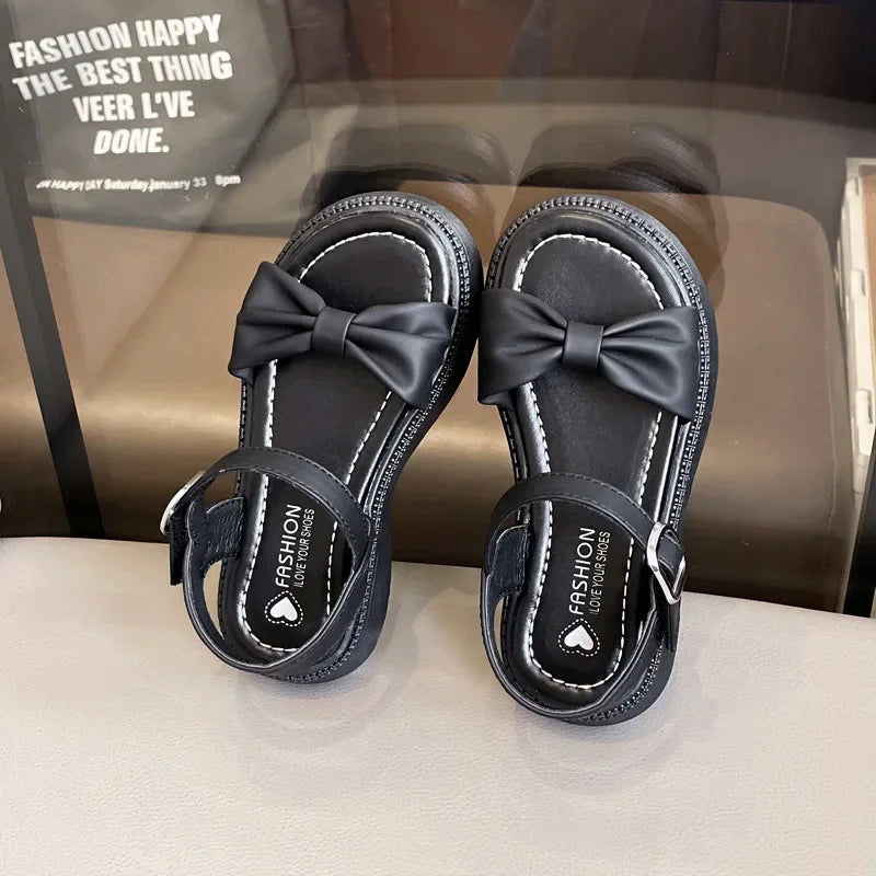 Kids Sandals for Girls Summer Sweet Bowknot Princess Fashion Sandals New Versatile Children Causal Beach Shoes Open-toe Simple Lizbert