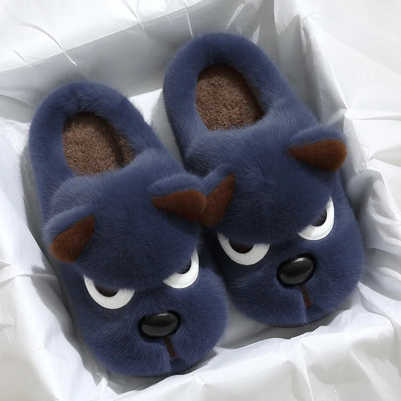 Men's Winter Cotton Slippers Warm Plush Indoor Home Thick Soled Couple Style Shoes Cozy Slip-On Footwear