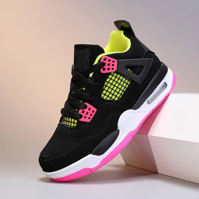 A pair of children's four-season leather upper sports training shoes, air cushion shock-absorbing casual shoes, size 30-35，MF-A4 Lizbert