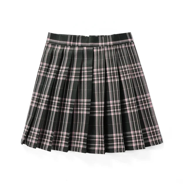 Summer Plaid Pleated Skirt With Korean Jk Skirt Uniform Japanese School Preppy A Line Mini Skirts Lizbert