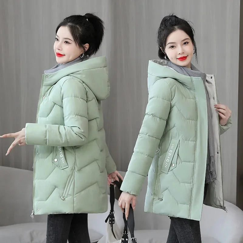 Winter Jacket 2025 New Women Parka Hooded Coat Casual Slim Long Casual Jacket Female Jacket Cotton Padded Warm Outwear Lizbert