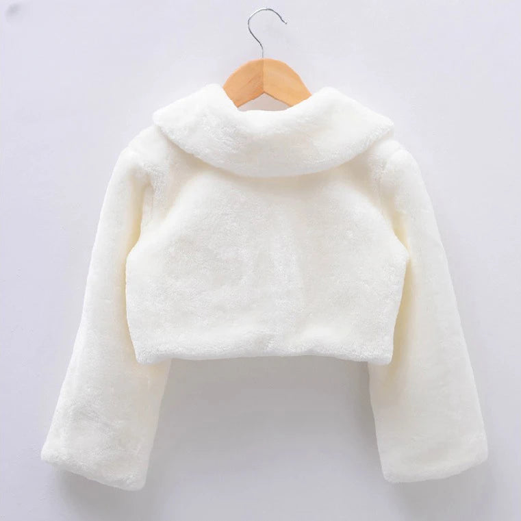 2022 Autumn/Winter Plush Shawl Girls' Coat Flower Children's Dress Matching Coat Lizbert