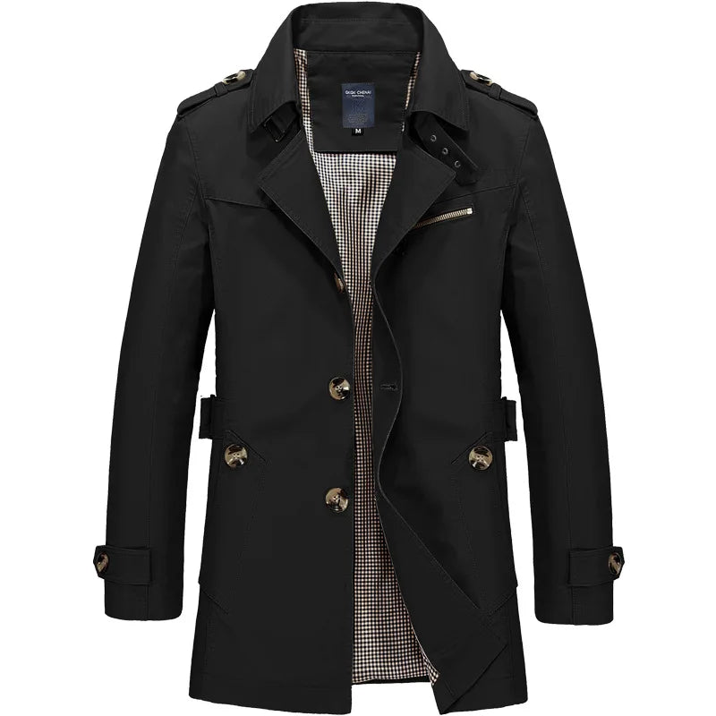 Mens Business Windbreaker Long Jackets Men Cotton Trench Coats Casual 2024 Spring Autumn Fashion Male Suit Streetwear Blazers Lizbert
