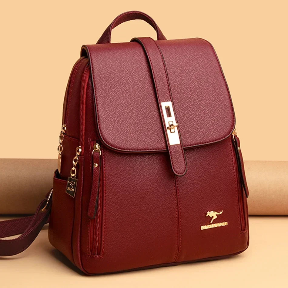Women Large Capacity Backpack High Quality Leather Vintage Bags for Women School Bags Travel Rucksack Ladies Bookbag Knapsack Lizbert