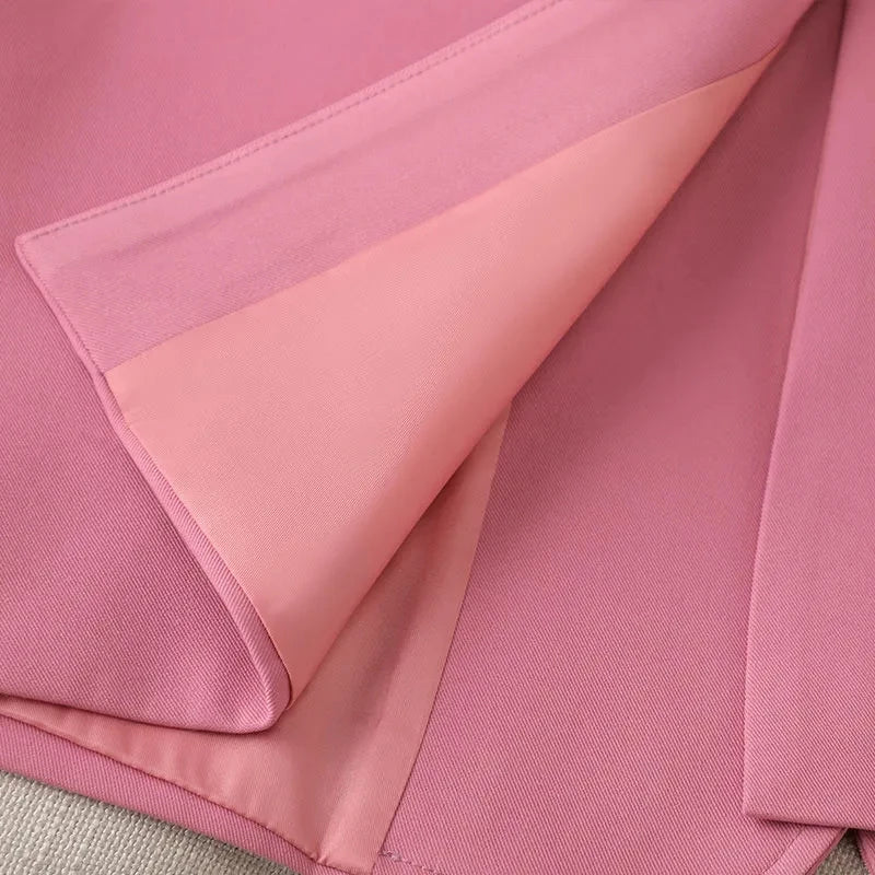 Morden Comfort  Long Sleeved - Pink Coffee Black Solid Ladies  Blazer