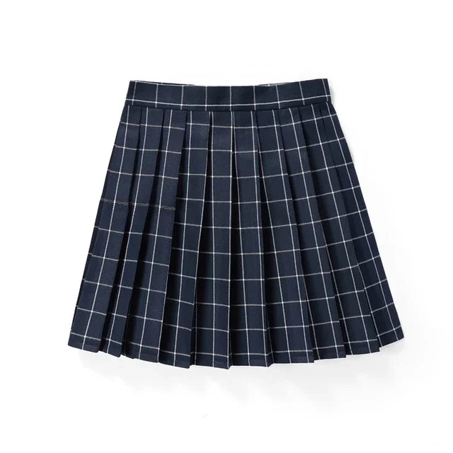 Summer Plaid Pleated Skirt With Korean Jk Skirt Uniform Japanese School Preppy A Line Mini Skirts Lizbert