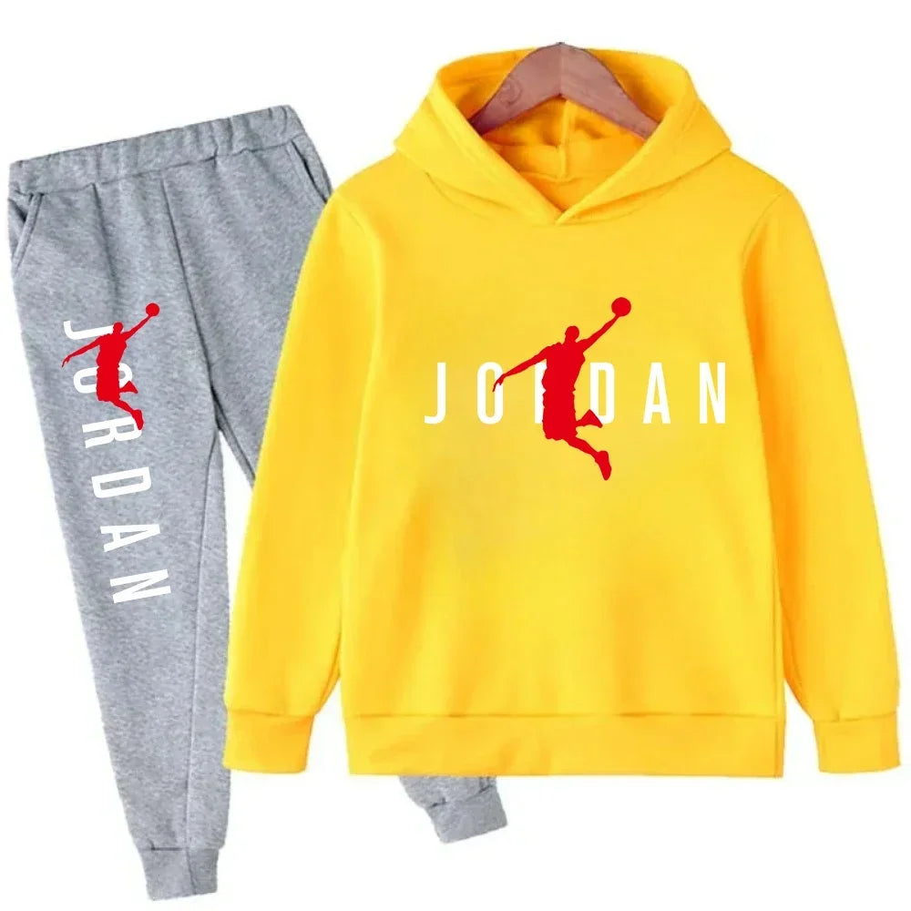 2025 Spring Autumn Slam Dunk Master Pattern Printed Children Hoodie+Pant Suit 2pcs Set Kids Boy Girl Fashion Clothing Sportsuit