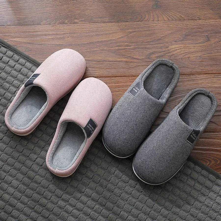 @Men's Winter Home Slippers Casual Shoes Soft And Warm Home Slippers Indoor Bedroom Anti Slip Flat Shoes Couple's Floor Slippers