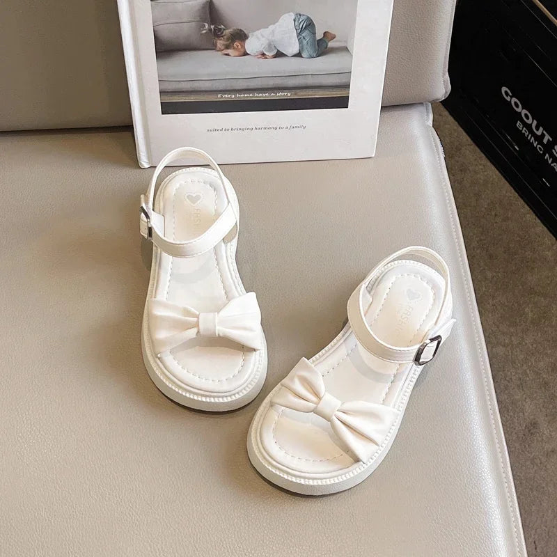 Kids Sandals for Girls Summer Sweet Bowknot Princess Fashion Sandals New Versatile Children Causal Beach Shoes Open-toe Simple Lizbert