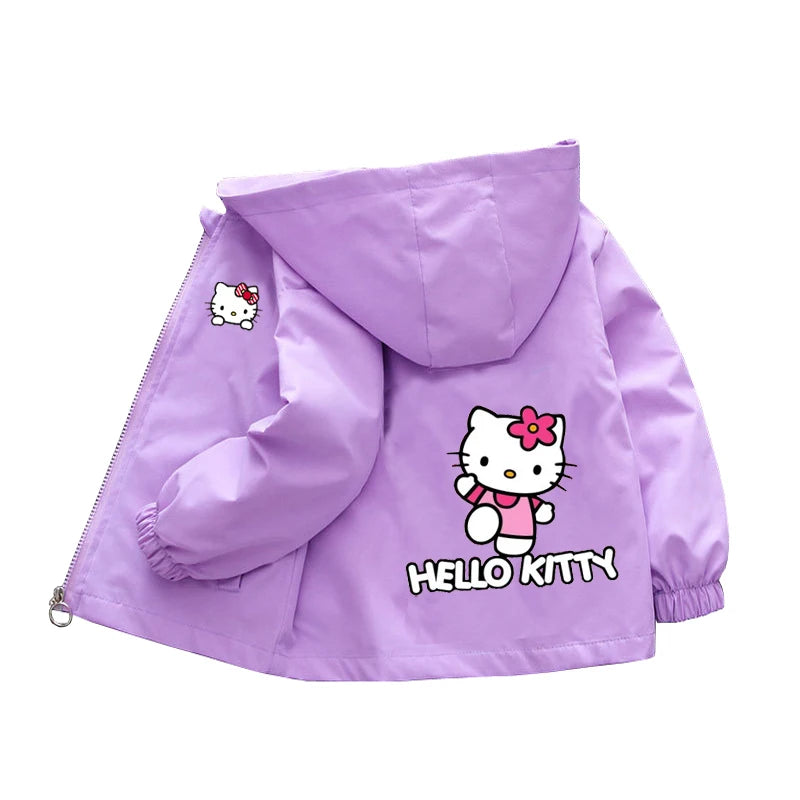 Sanrio Girls Cartoon Kuromi Cinnamoroll Jacket Hello Kitty ‌Princess Coats Spring Autumn Kids Hooded Jackets Casual Outerwear