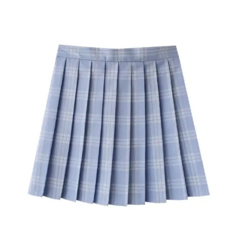 Summer Plaid Pleated Skirt With Korean Jk Skirt Uniform Japanese School Preppy A Line Mini Skirts Lizbert