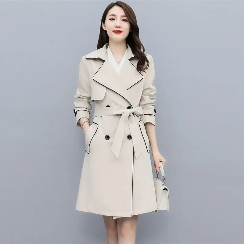 Trench Coat Women's Spring  Autumn New Loose Lace-up Mid-length Top Lizbert