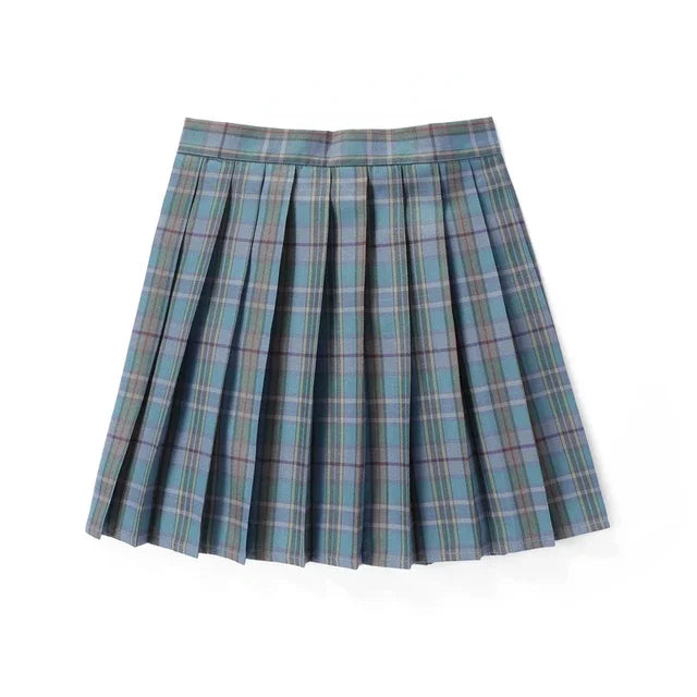 Summer Plaid Pleated Skirt With Korean Jk Skirt Uniform Japanese School Preppy A Line Mini Skirts Lizbert