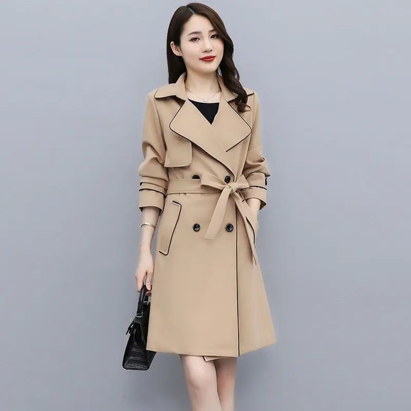 Trench Coat Women's Spring  Autumn New Loose Lace-up Mid-length Top Lizbert