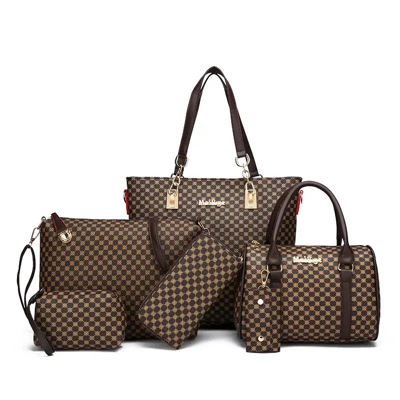 Women's Bag Fashion Six Pieces Set Mother Bag Handbag Shoulder Crossbody Foreign Trade Women's Bag Clutch Bag Purse Lizbert