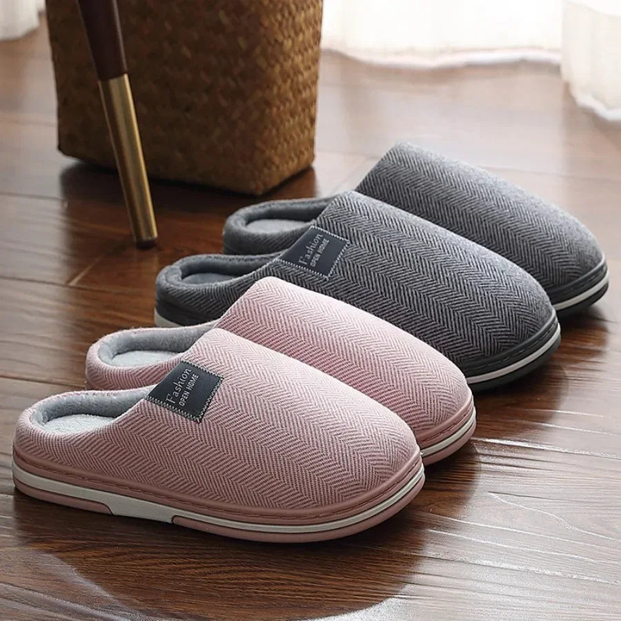 @Men's Winter Home Slippers Casual Shoes Soft And Warm Home Slippers Indoor Bedroom Anti Slip Flat Shoes Couple's Floor Slippers