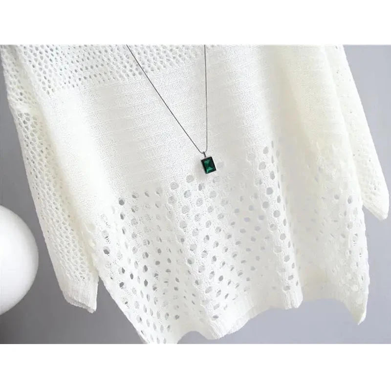 Fashion Ice Silk Women Knitted Vest Top Spring and Summer New Hollow Out Thin Bottoming Sling Streetwear Clothing Simple Shirt - Lizbert